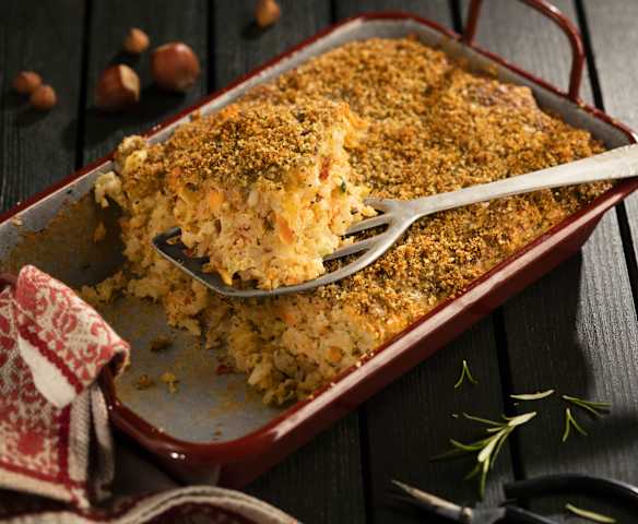 Pikanter Reisauflauf mit Gemüse und Mozzarella