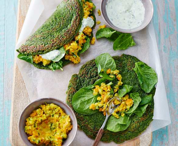 Gefüllte Spinattortillas