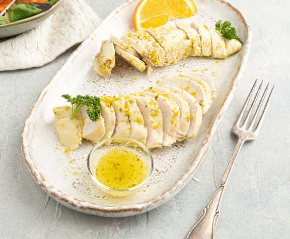 Sous-vide Putenbrust mit Zitrusfrüchten