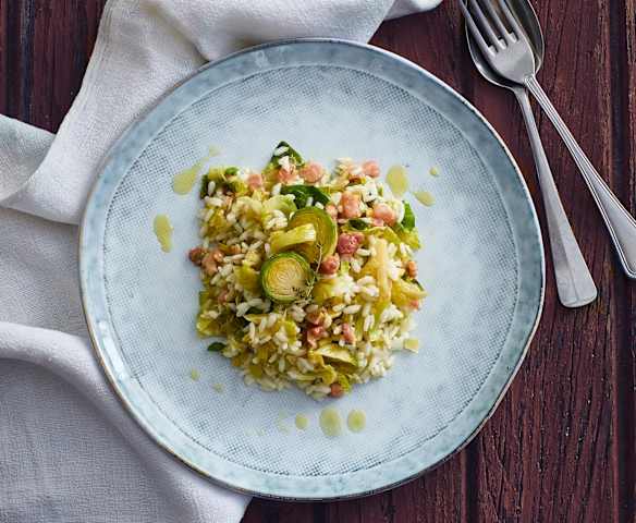 Risotto cavoletti di Bruxelles e pancetta