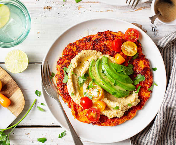 Tortitas de garbanzo con hummus