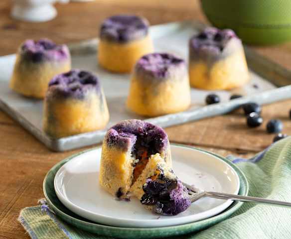 High protein borůvkové muffiny, vařené v páře