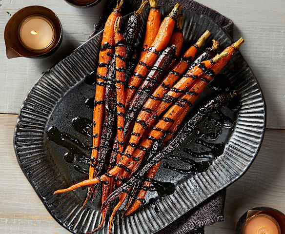 Roasted Carrots with Black Sesame Drizzle