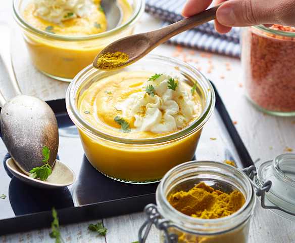 Verrine de carottes, lentilles corail et orange