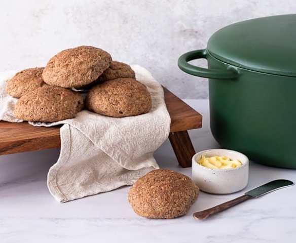 Gluten and grain free bread rolls cooked in a cast iron pot Gluten and grain free bread rolls cooked in a cast iron pot