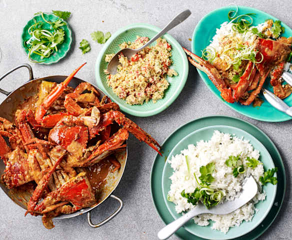 Chilli crab with coconut rice and sambal (Mark LaBrooy)