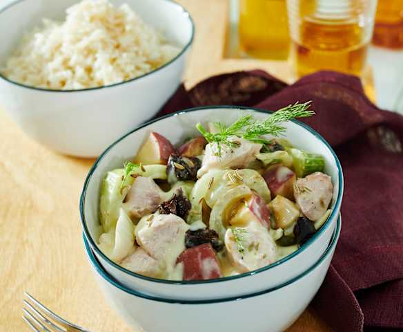 Fenchel-Putengeschnetzeltes mit Reis