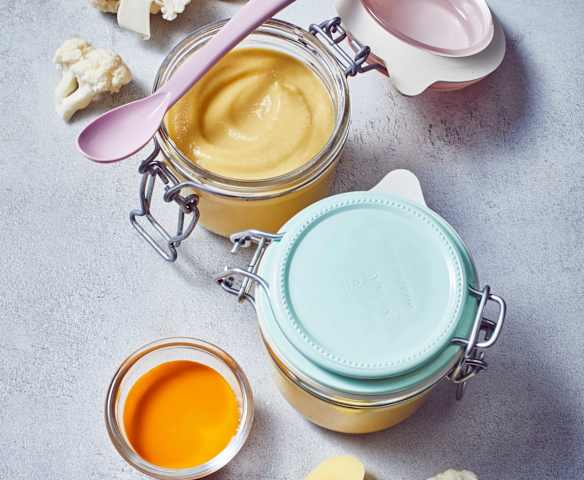 De eerste hap: Bloemkool- en Aardappelpuree met Varkenshaasje