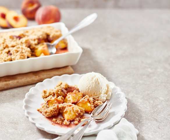 Pfirsichcrumble mit Hafer