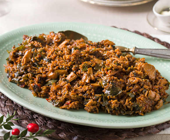 Arroz jazmín con setas y algas