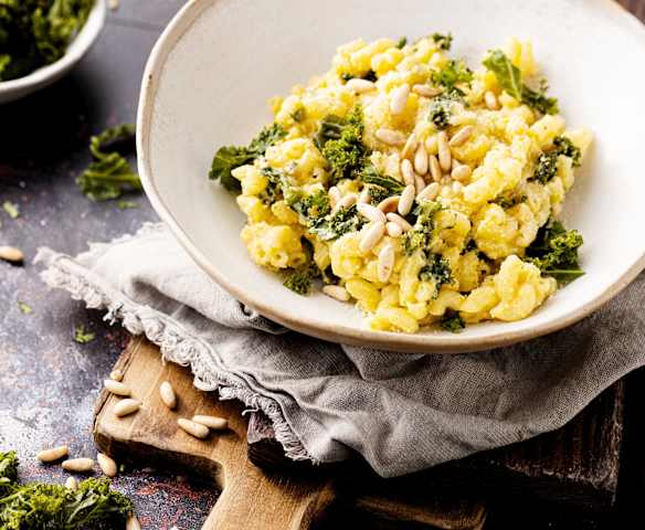 Pasta con calabaza y kale Pasta con calabaza y kale