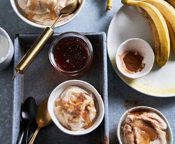 Gelado de banana e canela sem açúcar Gelado de banana e canela sem açúcar