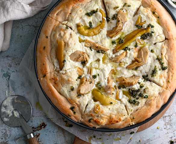 Pizza bianca de invierno estilo Chicago