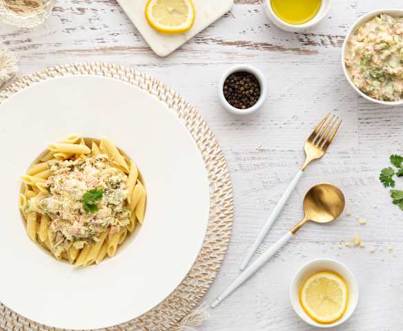 Salsa para pastas: salmón ahumado y zucchinis