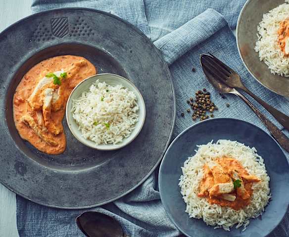 Straccetti di pollo con salsa cremosa e riso basmati (Bimby Friend)