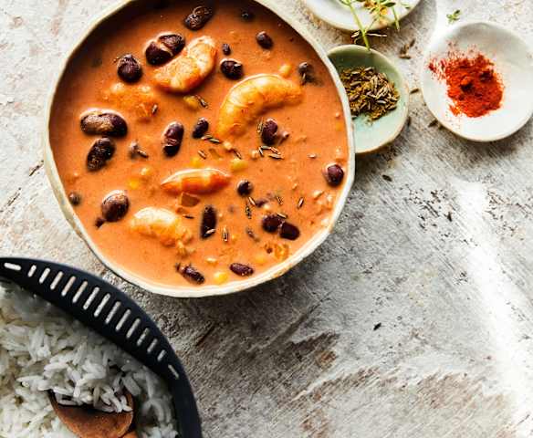 Mijoté de crevettes aux haricots rouges