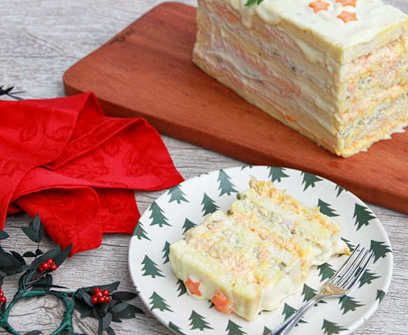 Torta fria de frango com frios