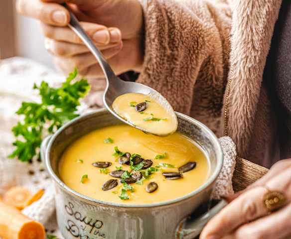 Velouté carotte, poireau, pomme de terre