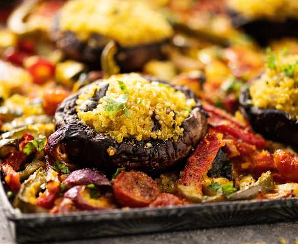 Champiñones rellenos con verduras