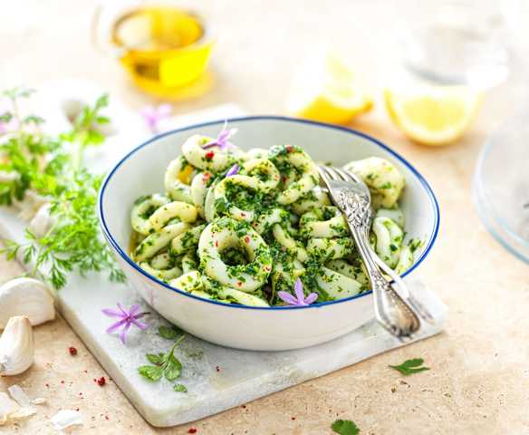 Calamar à la coriandre et à l'ail