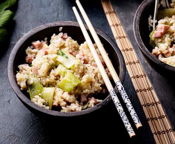 Riz au pak-choï et jambon