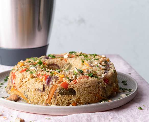 Bulgur con verduras y salsa de champiñones