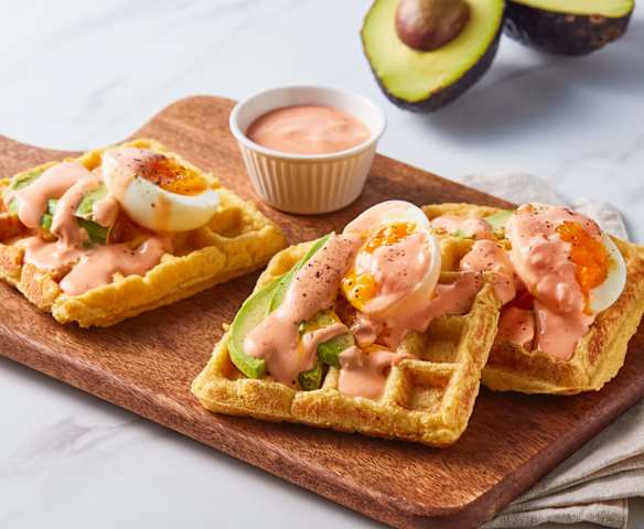 Crispy Rice Waffle with Soft Boiled Eggs