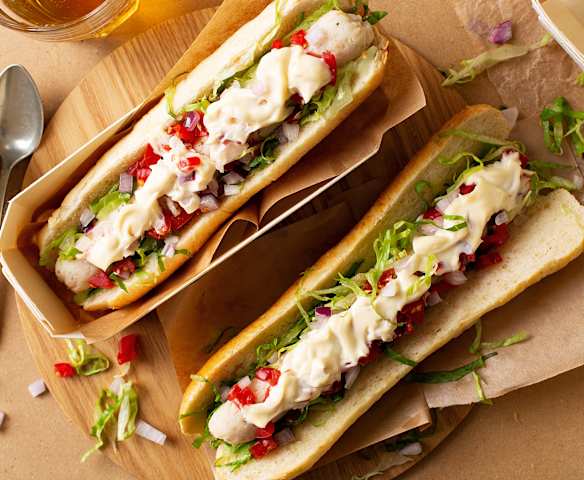 Hot dog de pescado y marisco