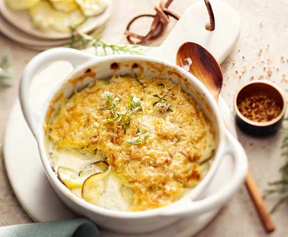 Gratin de courgette, pomme de terre et chèvre
