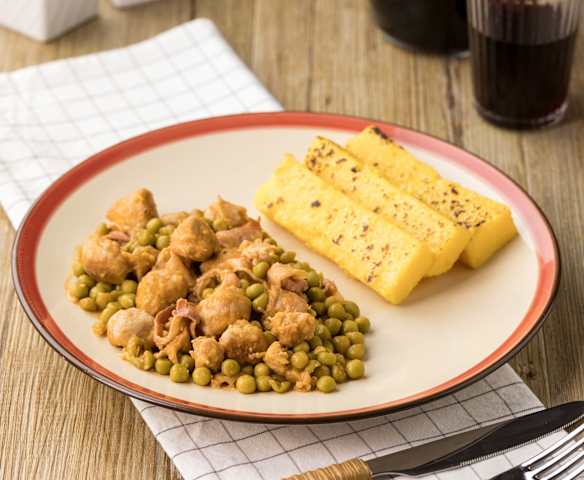 Bocconcini di tacchino piselli e bacon