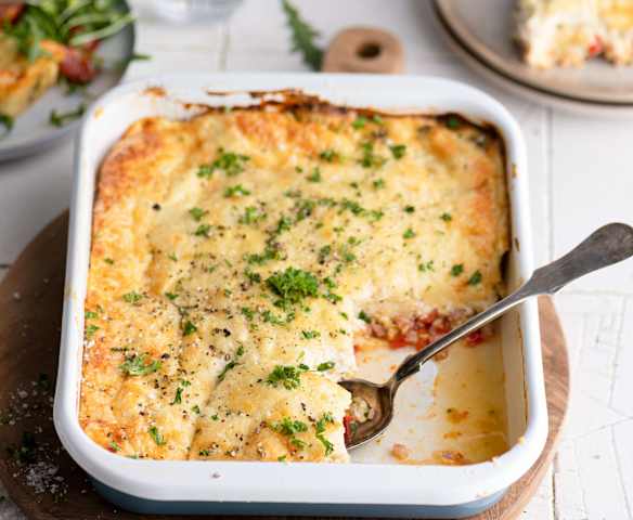 Pastel de queso con jamón y brócoli