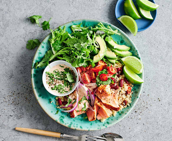 Tex-mex salmon burrito bowl (Diabetes)