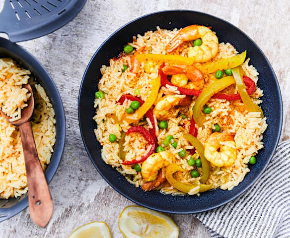Paella express aux crevettes