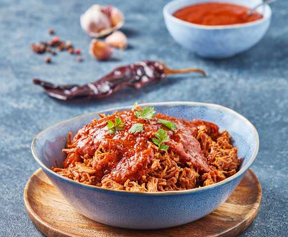 Carne deshebrada en cocción lenta