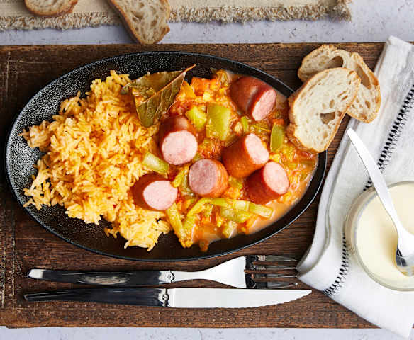 Rougail saucisses et flan coco Rougail saucisses et flan coco