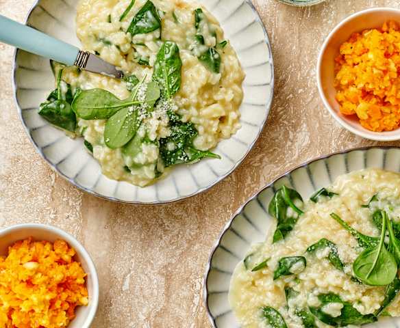 Menu : Risotto aux épinards et salade pommes-carottes