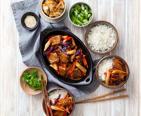 Korean beef bulgogi stir-fry with rice Korean beef bulgogi stir-fry with rice