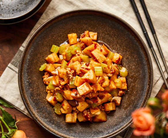 椒麻肉糜炒藕粒