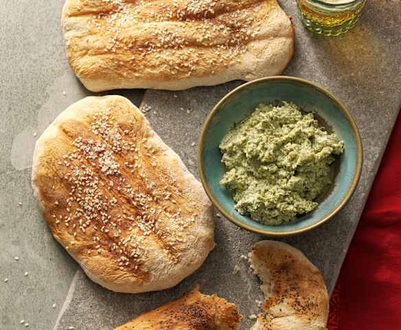 Persian Flatbread with Herb and Walnut Dip