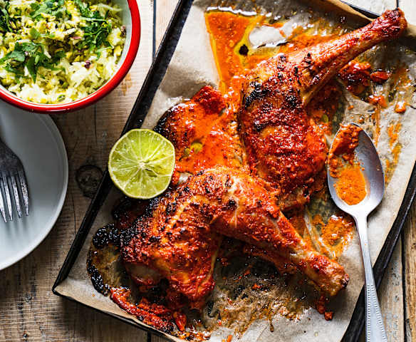 Poulet tandoori, riz aux pistaches et safran
