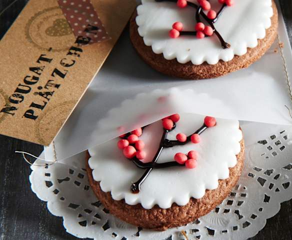 Winterliche Nougat-Plätzchen