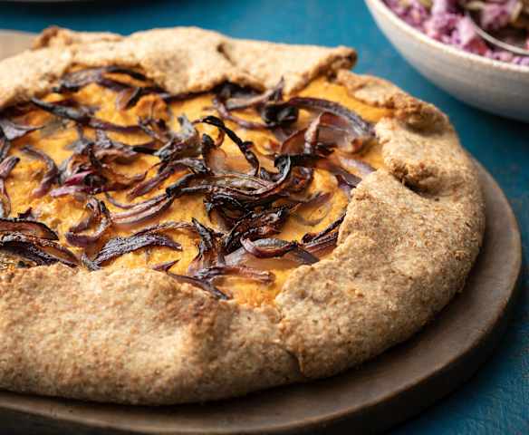 Pumpkin and Onion Galette with Autumn Coleslaw