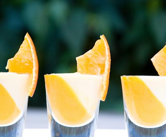 Creme de mandarina e panacota de amêndoa