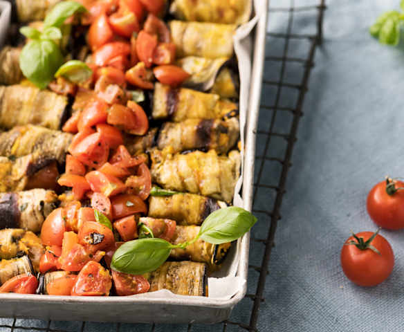 Rouleaux d'aubergine végans