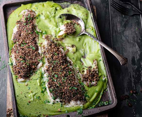 Sandre en croûte de café