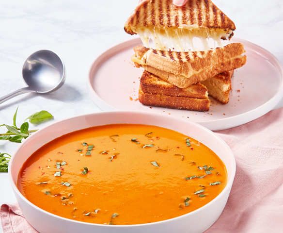 Tomato Soup with Grilled Cheese Sandwiches