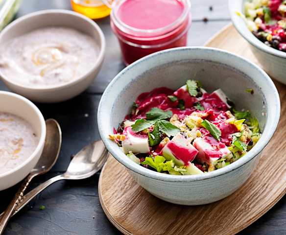 Insalata di lenticchie beluga e tofu con dressing al lampone; yogurt alla stracciatella (Bimby Friend) Insalata di lenticchie beluga e tofu con dressing al lampone; yogurt alla stracciatella (Bimby Friend)