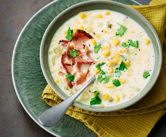 Corn chowder maïs et lard