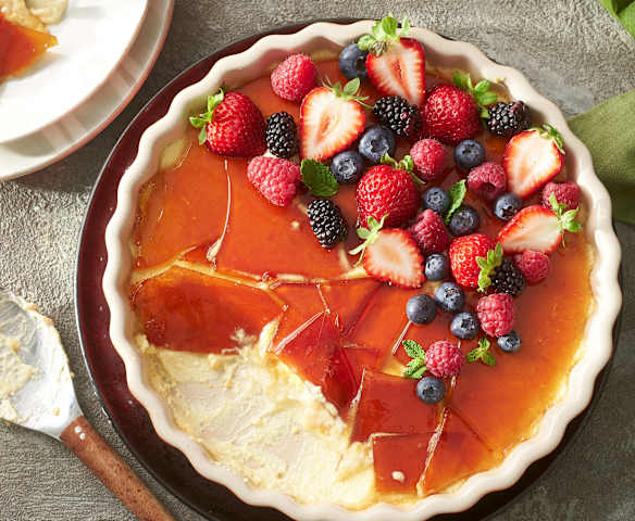 Crema inglesa con cobertura rota de caramelo