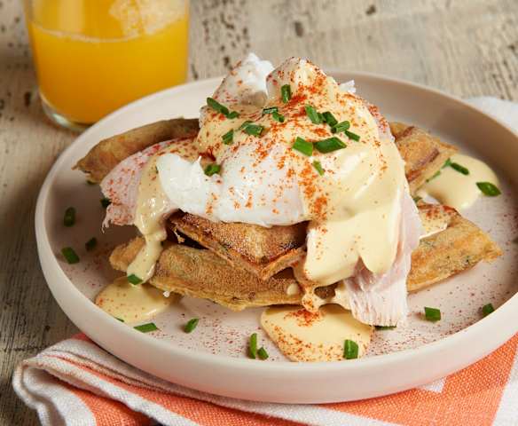 Turkey Benedict with Stuffing Waffles